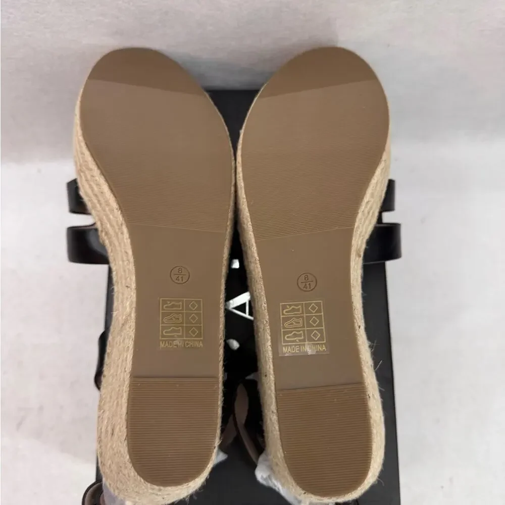 NIB Women’s RAID Harlene Plaftorm Espadrille Sandals 3” Heel Black size 10 Wide
